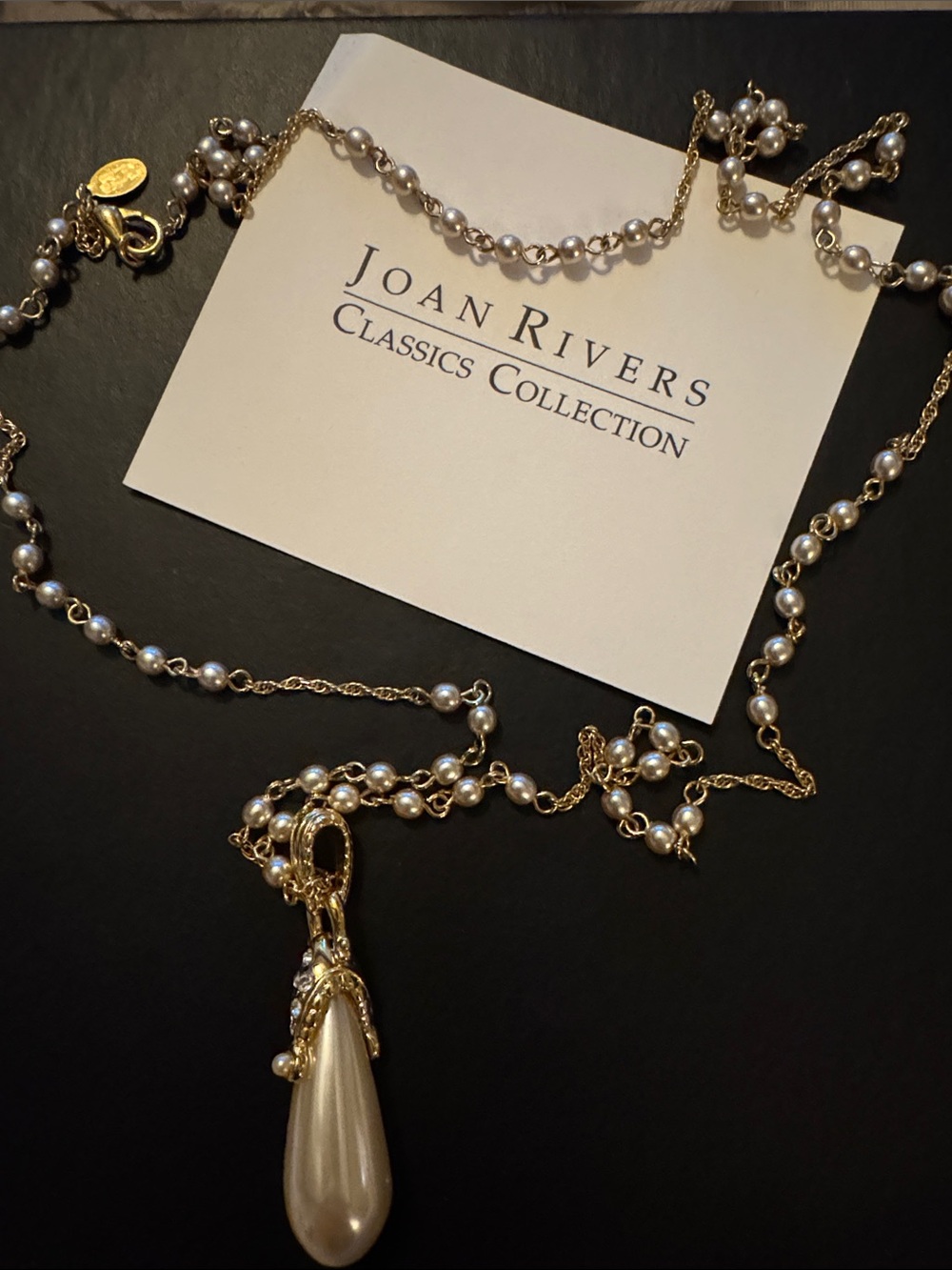 Joan Rivers Gold-tone Pearl Drop Necklace with Cream Teardrop Pendant
